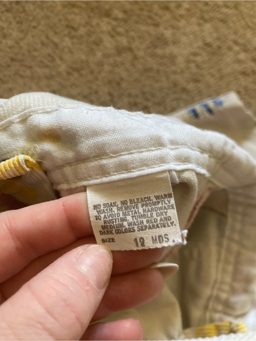 VTG 90s Oshkosh Handprint Corduroy Overalls 12 M White Vestback Made in USA
